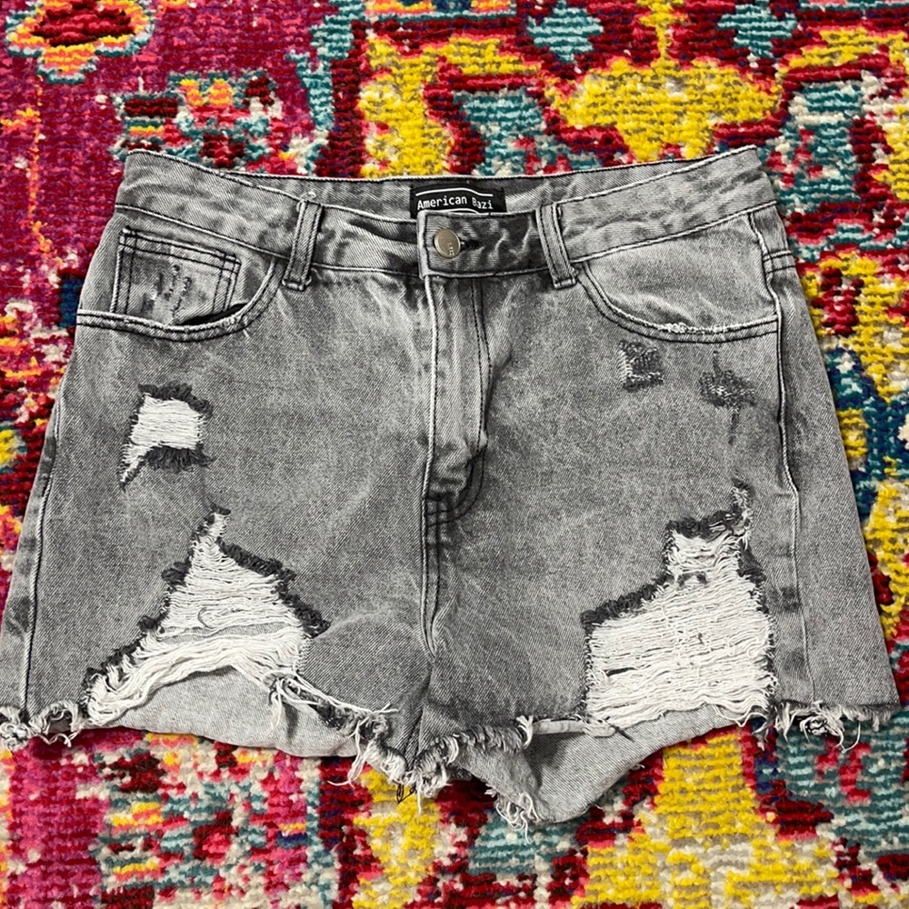 American Bazi distressed mom shorts